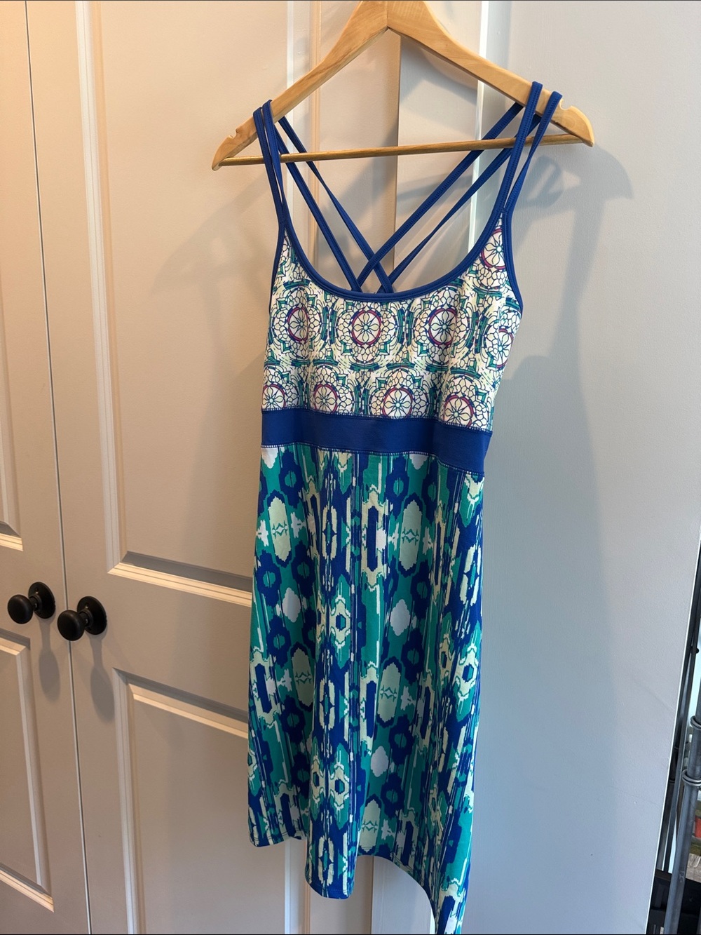 lola Blue and Teal Strappy Patterned Sundress